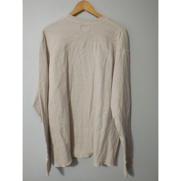 Men's Vintage 80s-90s L.L.Bean Long Sleeve Base layer Wool Tee XXL Beige - Picture 2 of 8